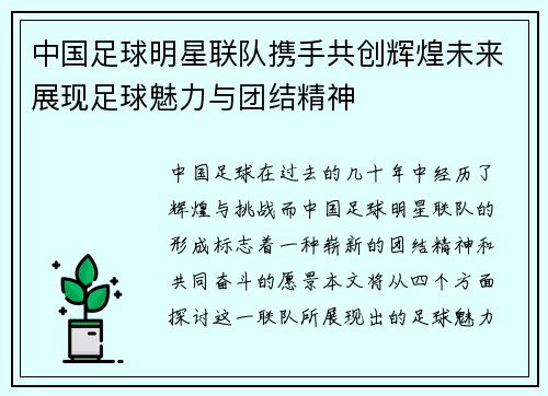 中国足球明星联队携手共创辉煌未来展现足球魅力与团结精神